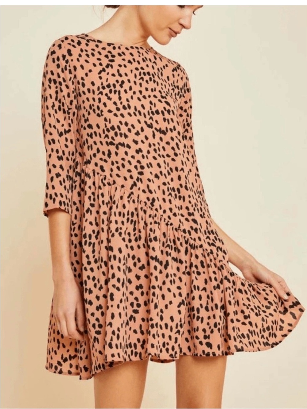 Animal Print Relaxed Cut Frill Hem Hayden Dress M